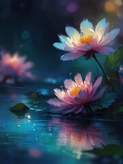 Poster - water lily in the night