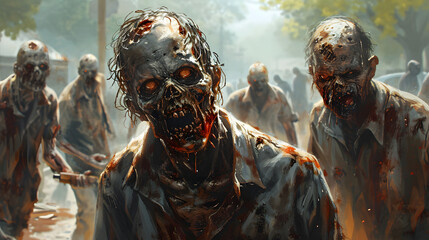 Wall Mural - Illustrations Zombies Carrying sharp Weapons