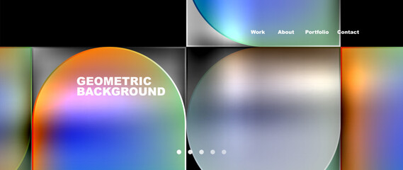 Poster - Bright colorful squares with round elements minimal geometric background. Vector Illustration For Wallpaper, Banner, Background, Card, Book Illustration, landing page