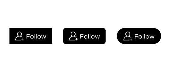 Fototapete - Follow button icon set isolated on white background. Social media elements