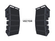 © mupppid - Sound system vector set. PA audio system, line array speakers illustration