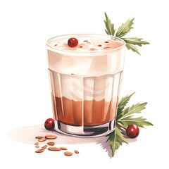 Wall Mural - Coffee latte macchiato. Watercolor illustration