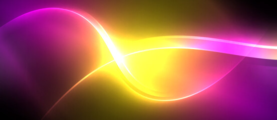 Aufkleber - A vibrant wave of color is swirling in the darkness against a backdrop of purple and amber hues, resembling a mesmerizing geological phenomenon in the sky