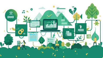 Fototapete - the steps involved in setting up a Digital Green program. 