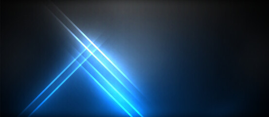 Aufkleber - An electric blue neon light is casting a striking visual effect on a black background, creating a captivating pattern reminiscent of a night sky