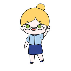 Poster - A cartoon girl with glasses