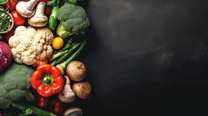 Wall Mural - Assorted Vegetables on Dark Background