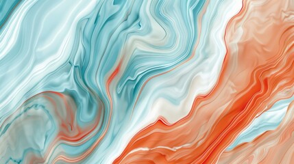 Poster - Detailed view of an abstract painting featuring swirling patterns in shades of red, white, and blue