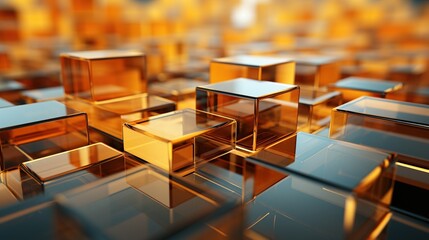 Wall Mural - Abstract golden cubes background,