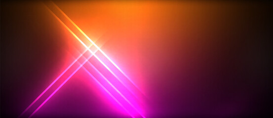 Poster - A vibrant beam of magenta and electric blue light pierces through the dark sky, creating a beautiful and colorful pattern reminiscent of an artful lens flare