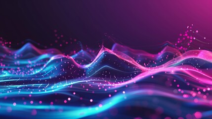 Poster - A dynamic wave of purple and blue light contrasts against a black background