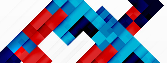 Poster - A vibrant mix of red, blue, and black crosses arranged in a pattern on a white background. The creative arts of colorfulness and font combine in this striking rectangle design