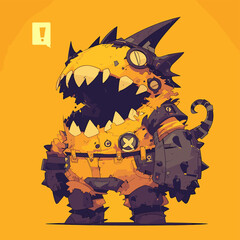 Wall Mural - Industrial Monster Cute Character Design for T-shirt with Detailed Shading