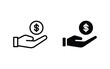 hand holding money dollar icon vector