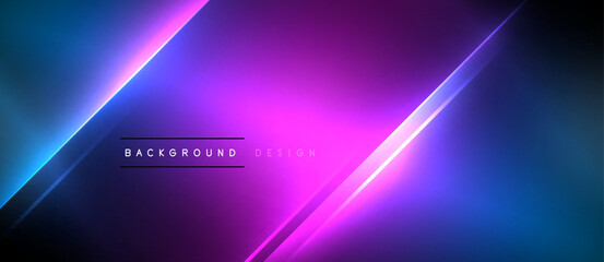 Poster - Visual effect lighting in electric blue and magenta hues create a neon glow on a dark background, enhanced by lens flare and graphics in purple and violet fonts. Perfect for an event