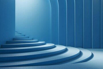 Poster - 3d render abstract minimal blue background.