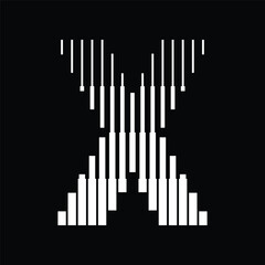 Poster - letter x logo with abstract line pattern