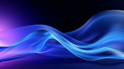 Poster - neon blue lines flowing, tech direction, abstract, dynamic movement effect