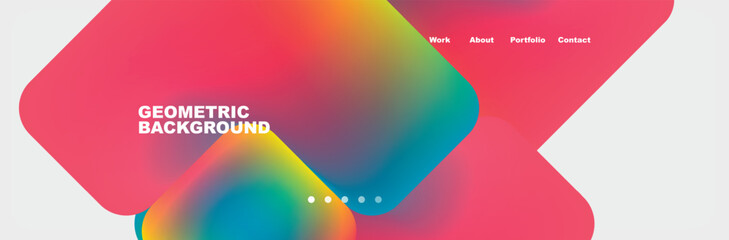 Poster - An artistic geometric background featuring a rainbow of colors including vibrant shades of magenta, electric blue, and orange. Circles and rectangles create a dynamic composition