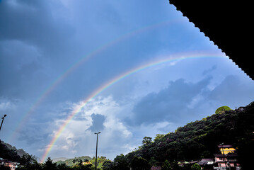 Wall Mural - A Double Rainbow over the Hills of Itaipava - Rio de Janeiro, Brazil