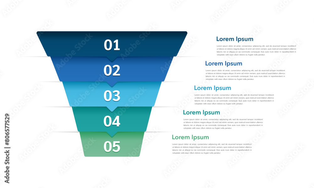 5 Process or steps. Sales funnel business infographic design template ...