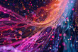 Colorful strands of digital data weaving through a dark space, creating a vibrant network of connections.