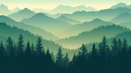 Naklejka na meble landscape nature forest mountain adventure travel illustration