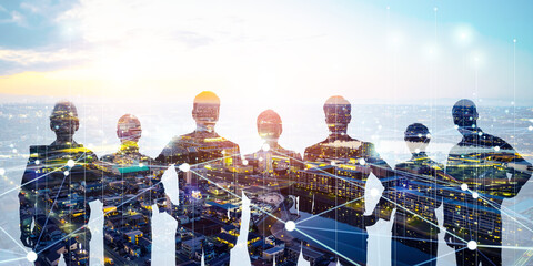 Aufkleber - Group of multinational businesspeople and communication network concept. Wide angle visual for banners or advertisements.