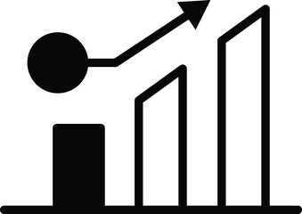 Wall Mural - A black and white image of a graph with a line going up In the concept of business icons