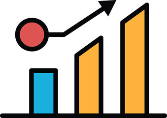 Wall Mural - A black and white image of a graph with a line going up In the concept of business icons