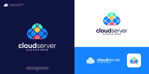 Poster - Abstract cloud tech data connection logo design.