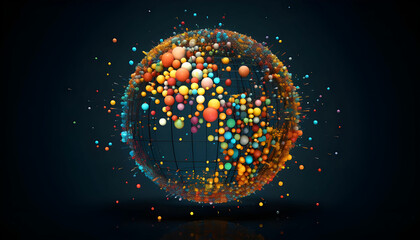Fototapete - Dots colorful globe, abstract graphics. Image with clipping path