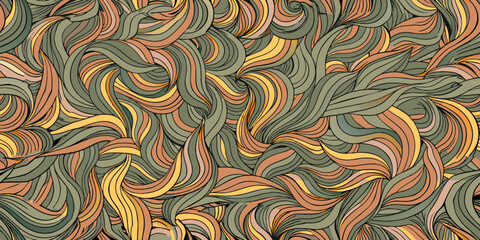 Wall Mural - Seamless abstract pattern, tangle wavy hair background	
