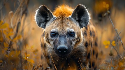 Wall Mural - close-up portrait of a hyena in the wild
