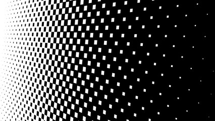 Aufkleber - Black White Halftone Pattern in Perspective. Abstract Geometric Dots Texture. Hipster Fashion Design Print. Halftone Effect Background. Black and White Vector Illustration.