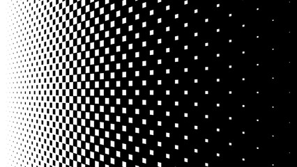 Aufkleber - Black White Halftone Pattern in Perspective. Abstract Geometric Dots Texture. Hipster Fashion Design Print. Halftone Effect Background. Black and White Vector Illustration.