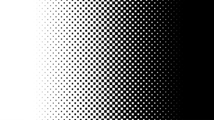 Fototapete - Square Pixel Halftone. Black and white linear gradient. Vector Backdrop. Dithering effect. Pixel gradient abstract mosaic background for modern design. 1 8 16 bit background.