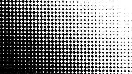 Aufkleber - Halftone Square Pixels Pattern. Faded Shade Background. Grid Gradation BG. Black Screentone Diffuse Background. Overlay Texture. Abstract Patern for Design Comic Prints. Vector Illustration.
