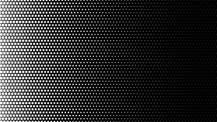 Aufkleber - Halftone Square Pixels Pattern. Faded Shade Background. Grid Gradation BG. Black Screentone Diffuse Background. Overlay Texture. Abstract Patern for Design Comic Prints. Vector Illustration.
