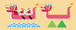 Abstract dragon boat festival element set isolated on beige background.