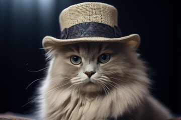 Sticker - Elegant cat wearing stylish hat