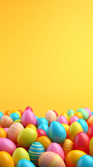 Wall Mural - Easter background with colored eggs