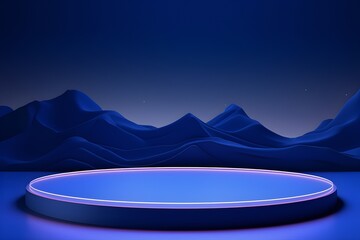 3d illustration of a  circle podium stand on the nature  background . 3d rendering. Minimalism geometry background , generated by AI.