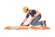 Illustration of a skilled builder meticulously laying bricks for a new pavement