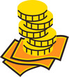 Coins and cash, currency icon