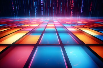 Poster - Multi-colored mosaic cells on the floor, dance floor, generated by AI, 3D illustration