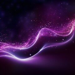Poster - 3d illustration of purple stripes in the form of waves with sparkles, futuristic background, generat