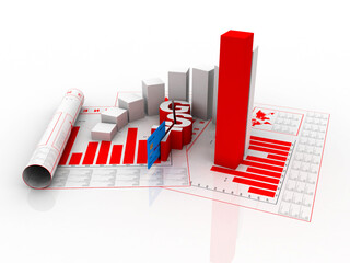 Poster - 3d rendering Stock market online business concept. business Graph with debit card swiping GST
