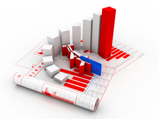 Poster - 3d rendering Stock market online business concept. business Graph with tax text