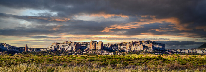 eroded rocks in arizona and blue sky